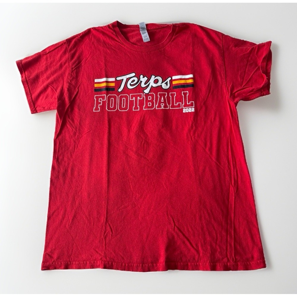 Gildan Maryland Terrapins Terps Football 2022 Red T-Shirt Shirt Size L
